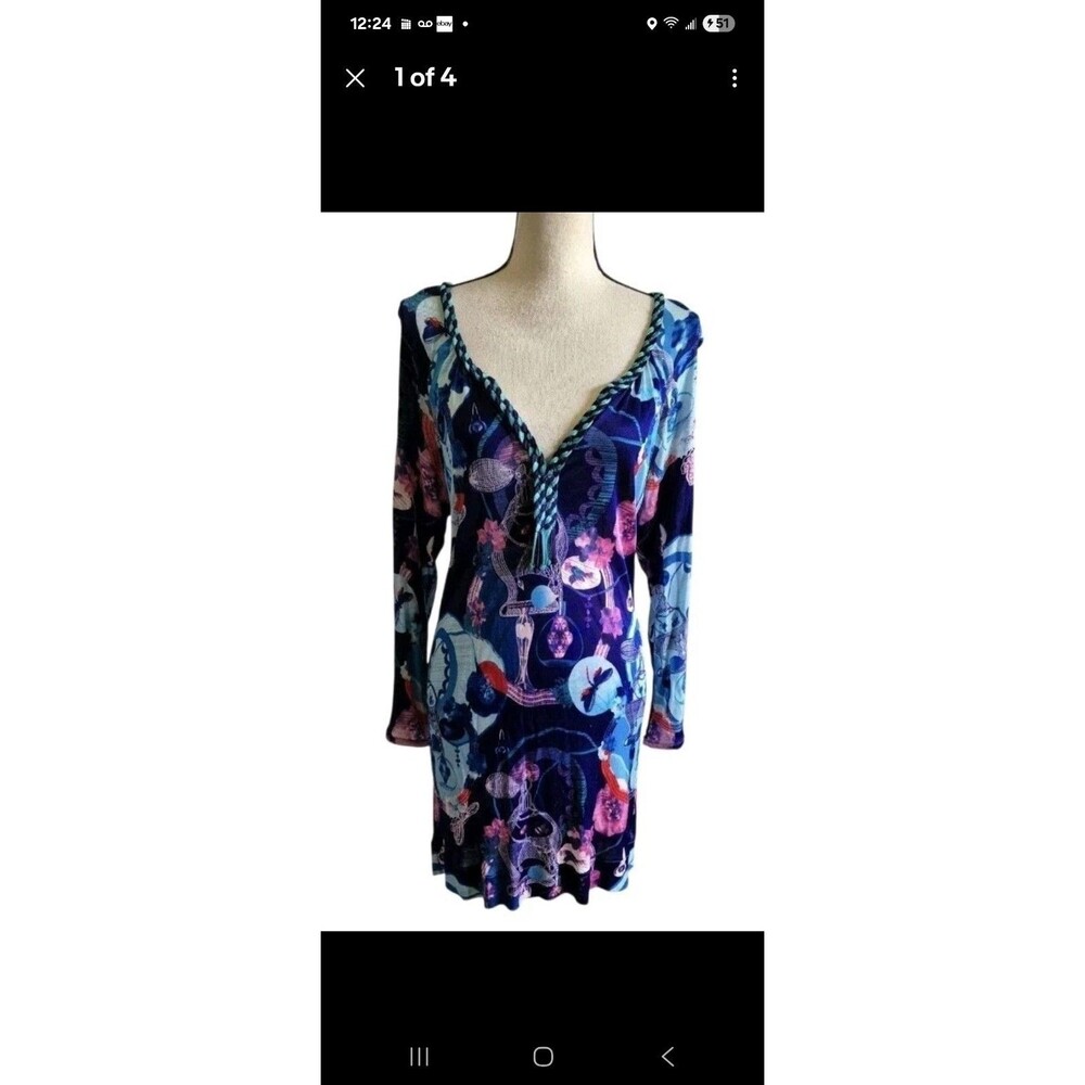 Custo Barcelona Dress Y2k Colorful Art Print Artsy Abstract Retro Size 4